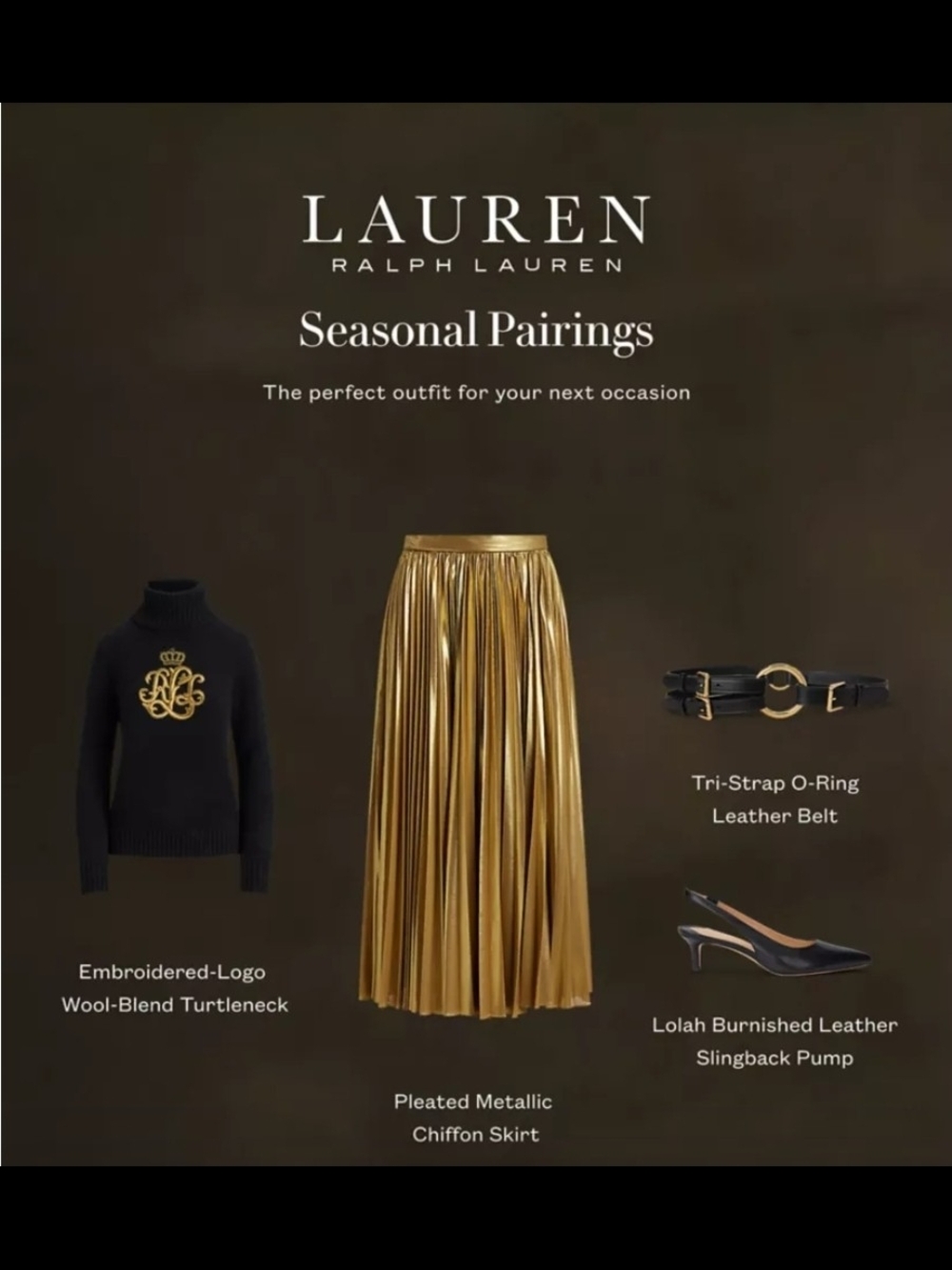 Ralph Lauren Metallic Gold Pleated Maxi Skirt - Picture 5 of 9